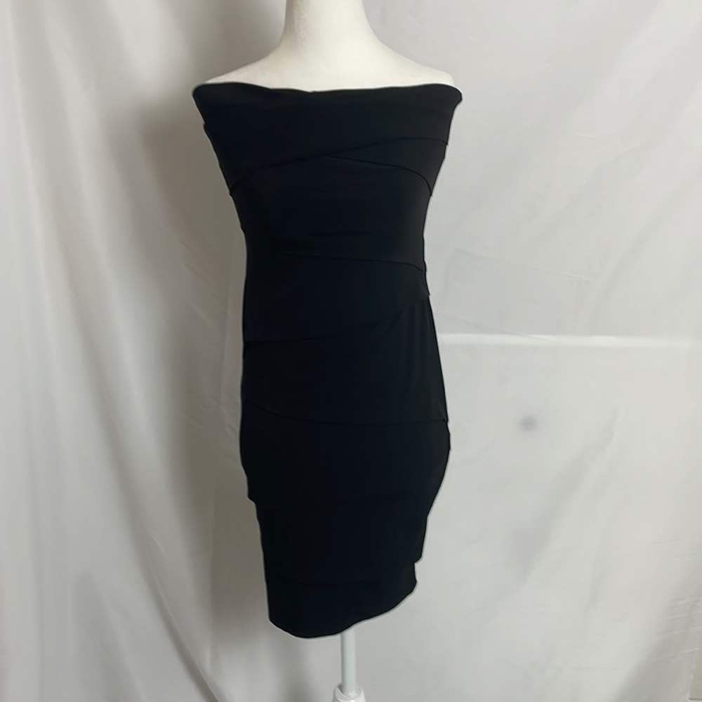 White House Black Market Black Strapless Shoulder Dress
